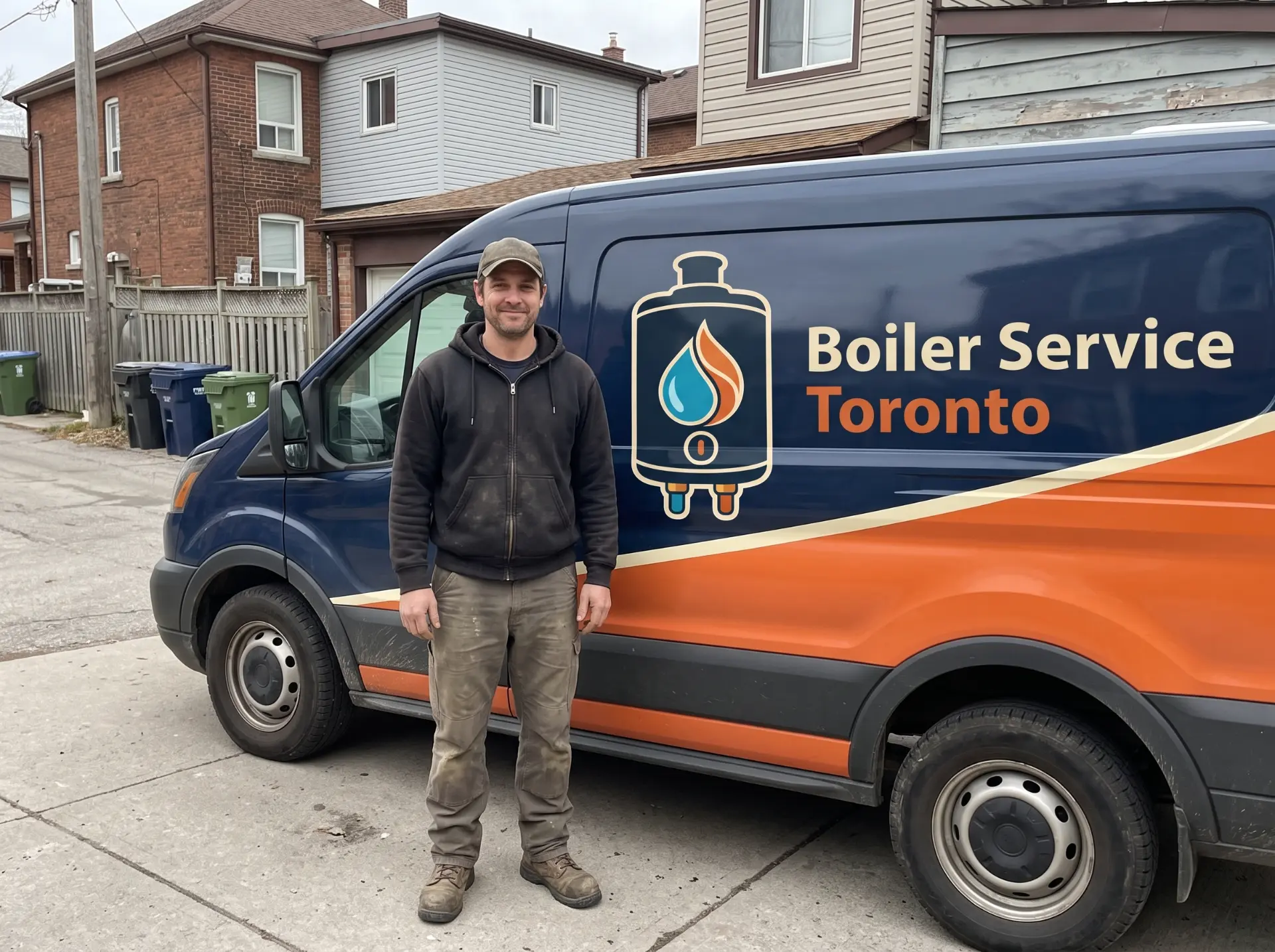 Boiler service technician working on a residential boiler in Toronto