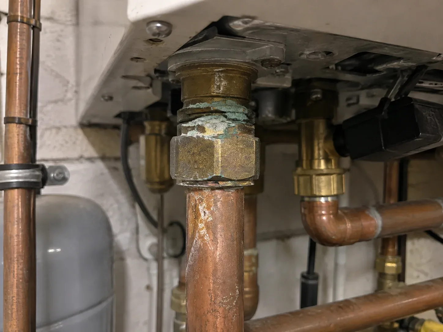 Corrosion around an ageing boiler fitting